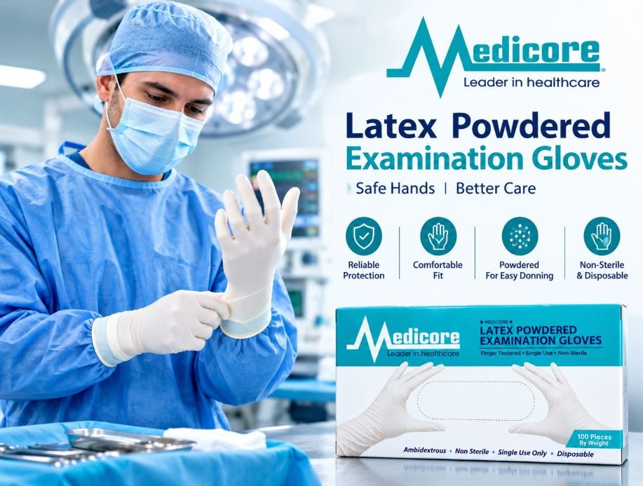 Medicore Latex Powdered Examination Gloves - Image 3